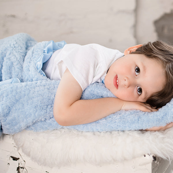 Blue Chenille Baby Blanket - Max Daniel
