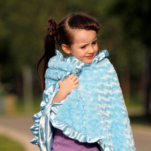 Blue Rosebud Satin Back Child Blanket