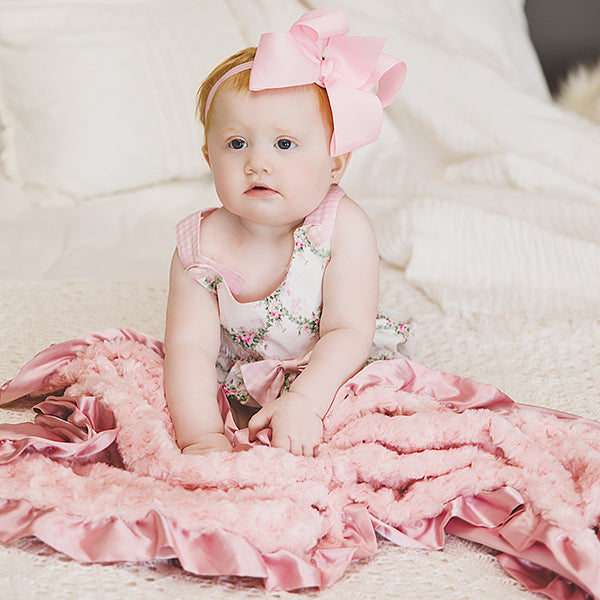 Coral Rosebud Satin Back Baby Blanket Max Daniel