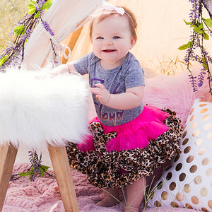 Hot Pink Fluffy Tulle Tutu with Leopard Trim