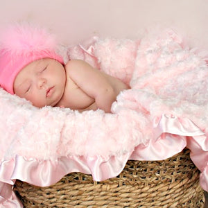 Pink Rosebud Satin Back Baby Blanket