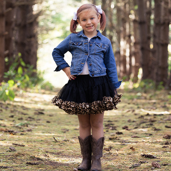 Black Fluffy Tulle Tutu With Leopard Trim Max Daniel