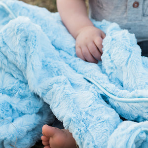 Luxe Blue Bunny Baby Blanket