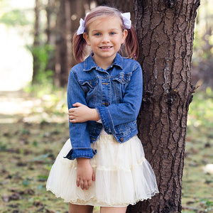 Ivory Tiered Tutu Skirt With Bow