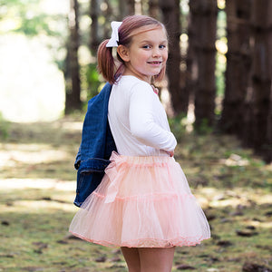 Soft Peach Tiered Tutu Skirt With Bow