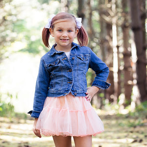 Soft Peach Tiered Tutu Skirt With Bow