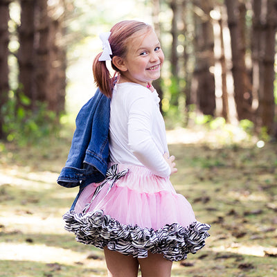 Pink Fluffy Tulle Tutu with Zebra Trim - Max Daniel